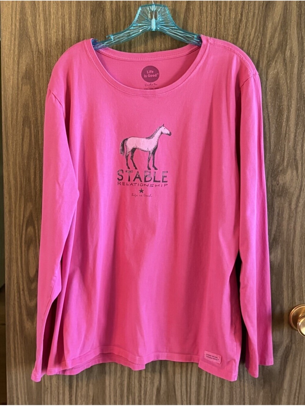 Life Is Good Teens 2X Pink Horse Long Sleeve Stable Relationship Tee